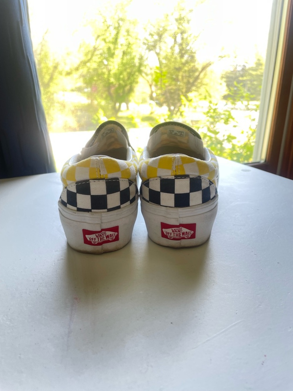 Platform Vans Sunflower Check Slip-On Sneakers - Yellow & Black - Picture 4 of 6